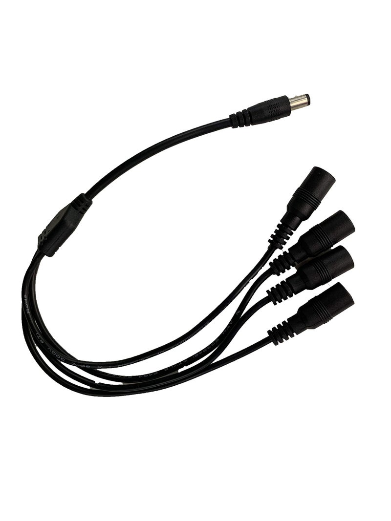 Omnihil DC Barrel Plug Splitter 2.1millimeters x 5.5millimeters, 1 Male Plug to 4 Female JAC k / 24 AWG - Image 2